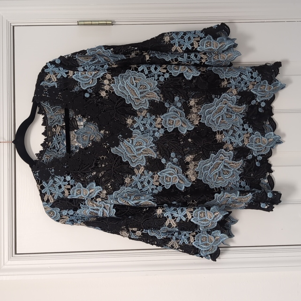Kobi Halperin Black and Blue Lace Blouse - Picture 7 of 11